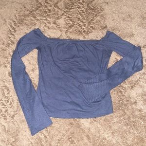 Blue long sleeve off the shoulder top